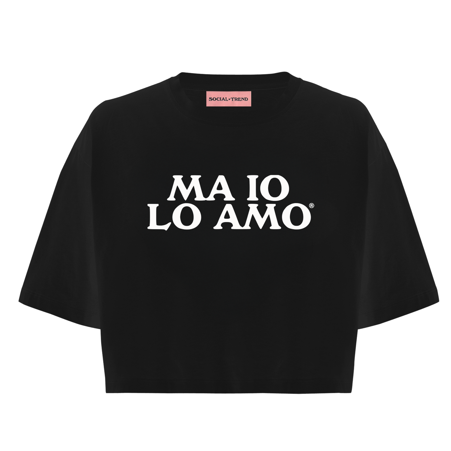 T-Shirt Crop MA IO LO AMO Nera