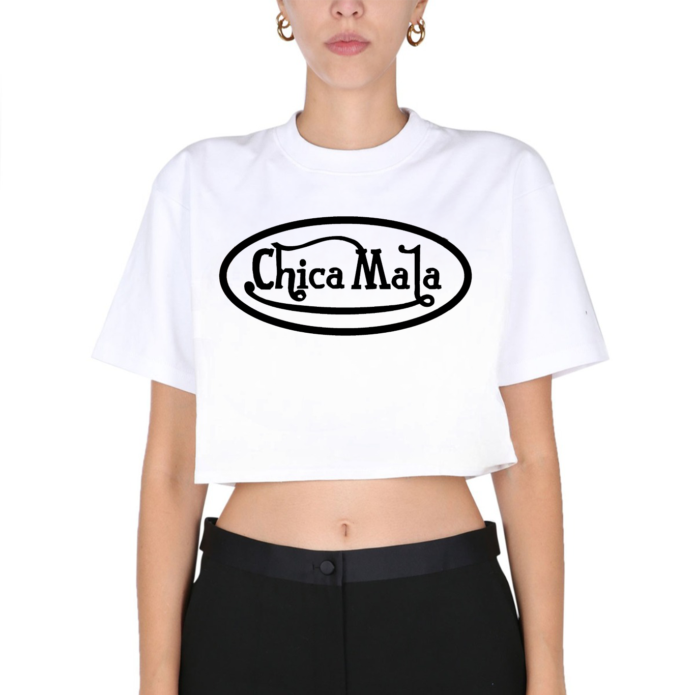 T-Shirt crop bianca Chica Mala