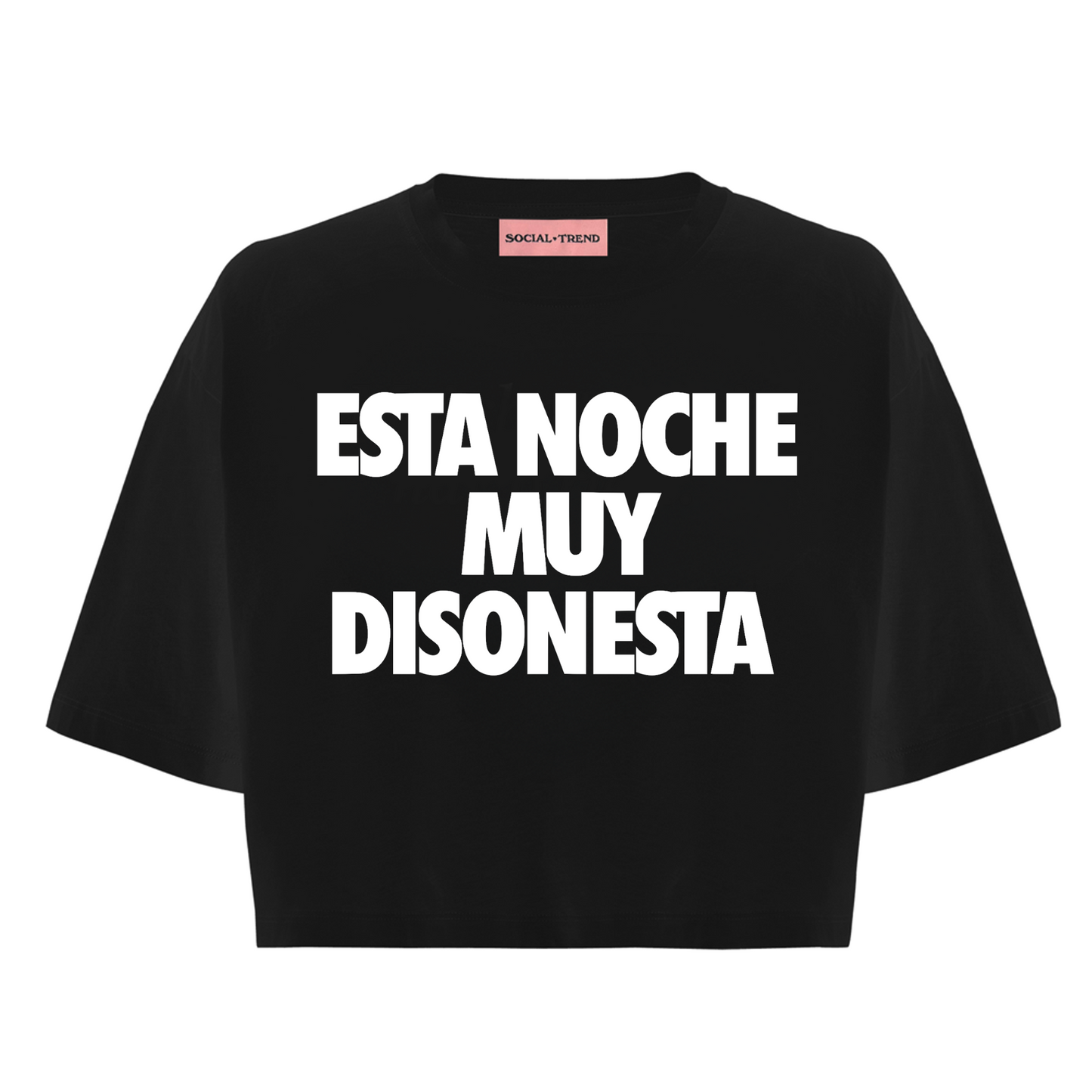 T-Shirt crop Nera ESTA NOCHE MUY DISONESTA