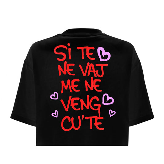 T-Shirt Love Crop Nera