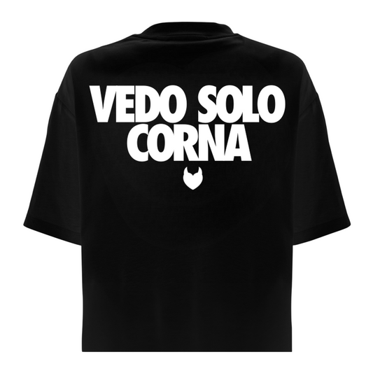 T-Shirt Regoular Nera VEDO SOLO CORNA