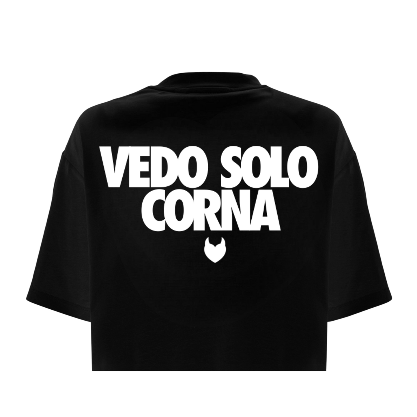 T-Shirt Crop Nera VEDO SOLO CORNA