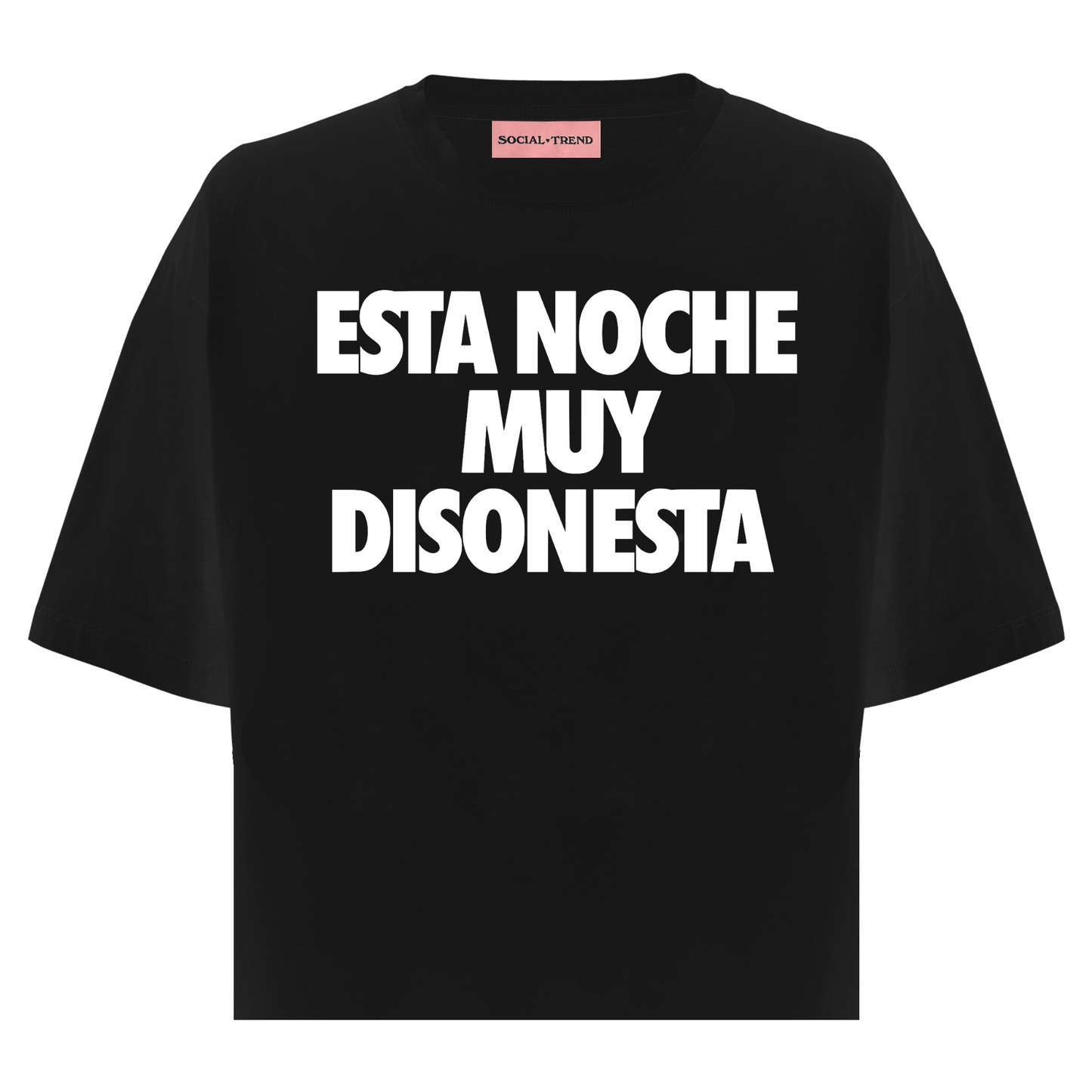 T-Shirt Regular Nera  ESTA NOCHE MUY DISONESTA