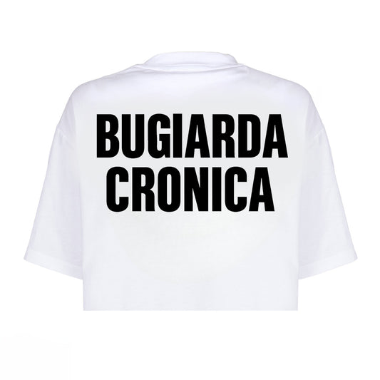 T-Shirt CROP bianca BUGIARDA CRONICA