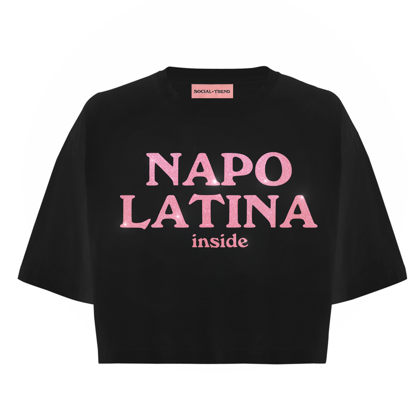 T-Shirt nera CROP GLITTER