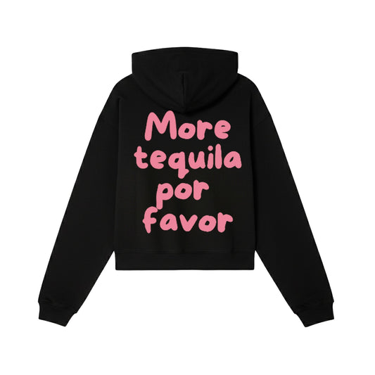 Felpa nera con cappuccio more tequila por favor