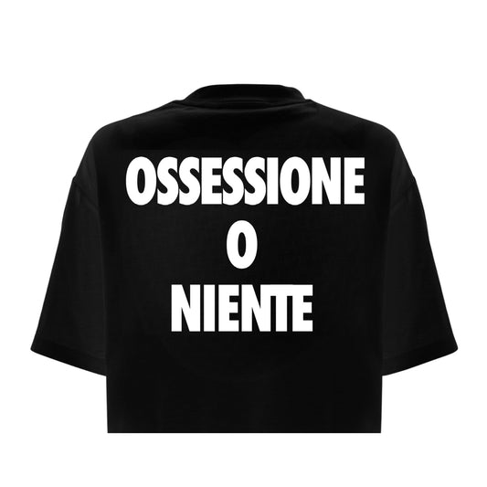 T-Shirt Crop Nera OSSESSIONE O NIENTE