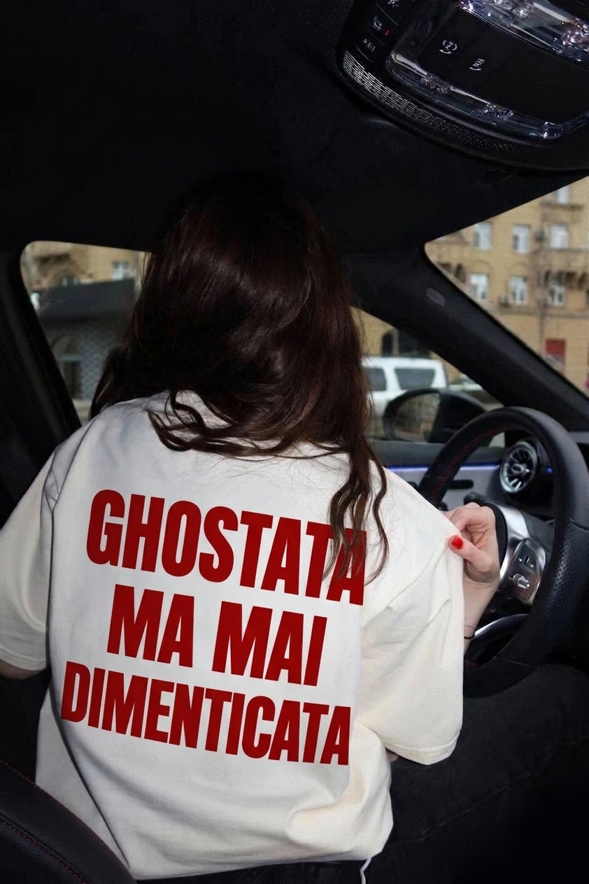 T-Shirt crop GHOSTATA MA MAI DIMENTICATA