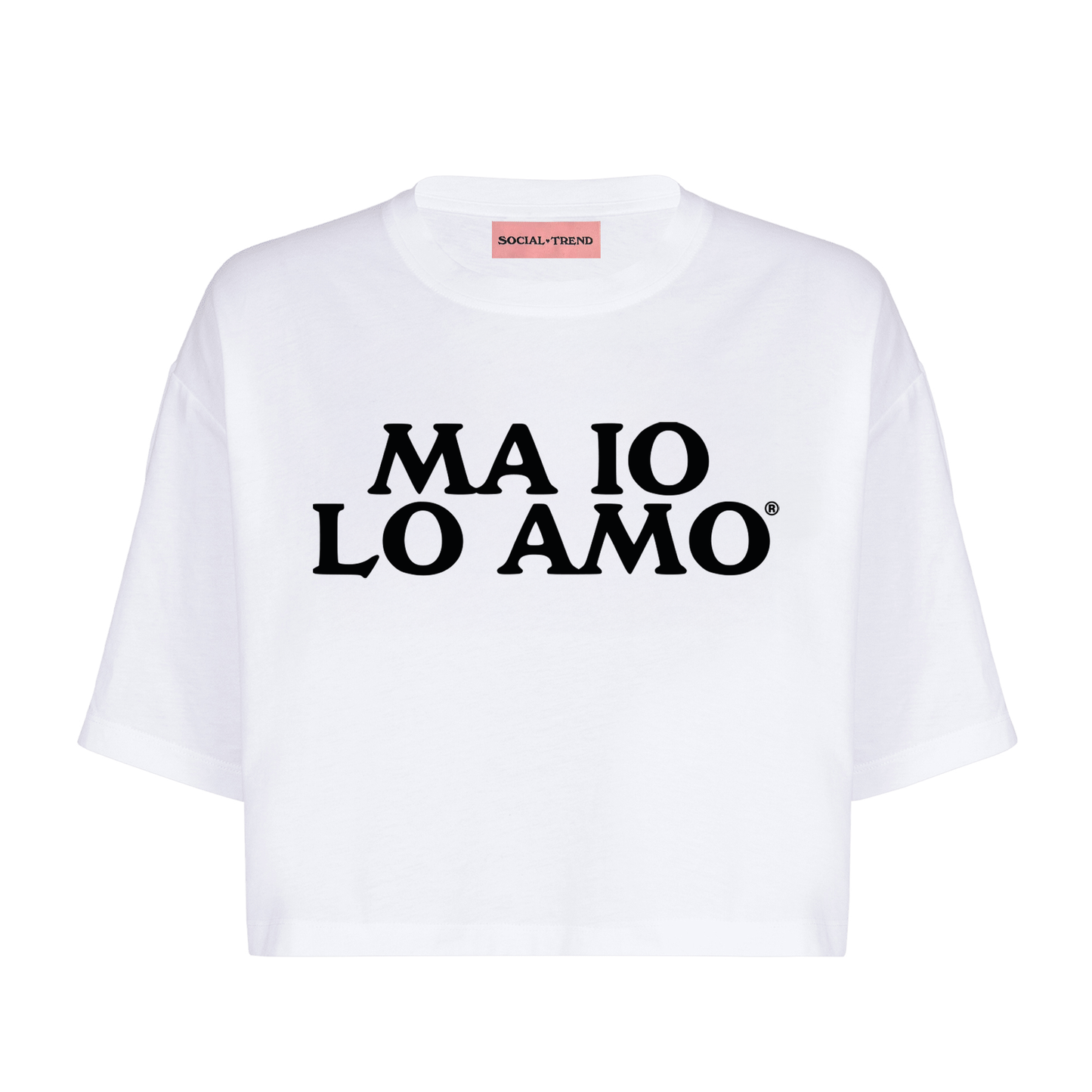 T-Shirt Crop MA IO LO AMO Bianca