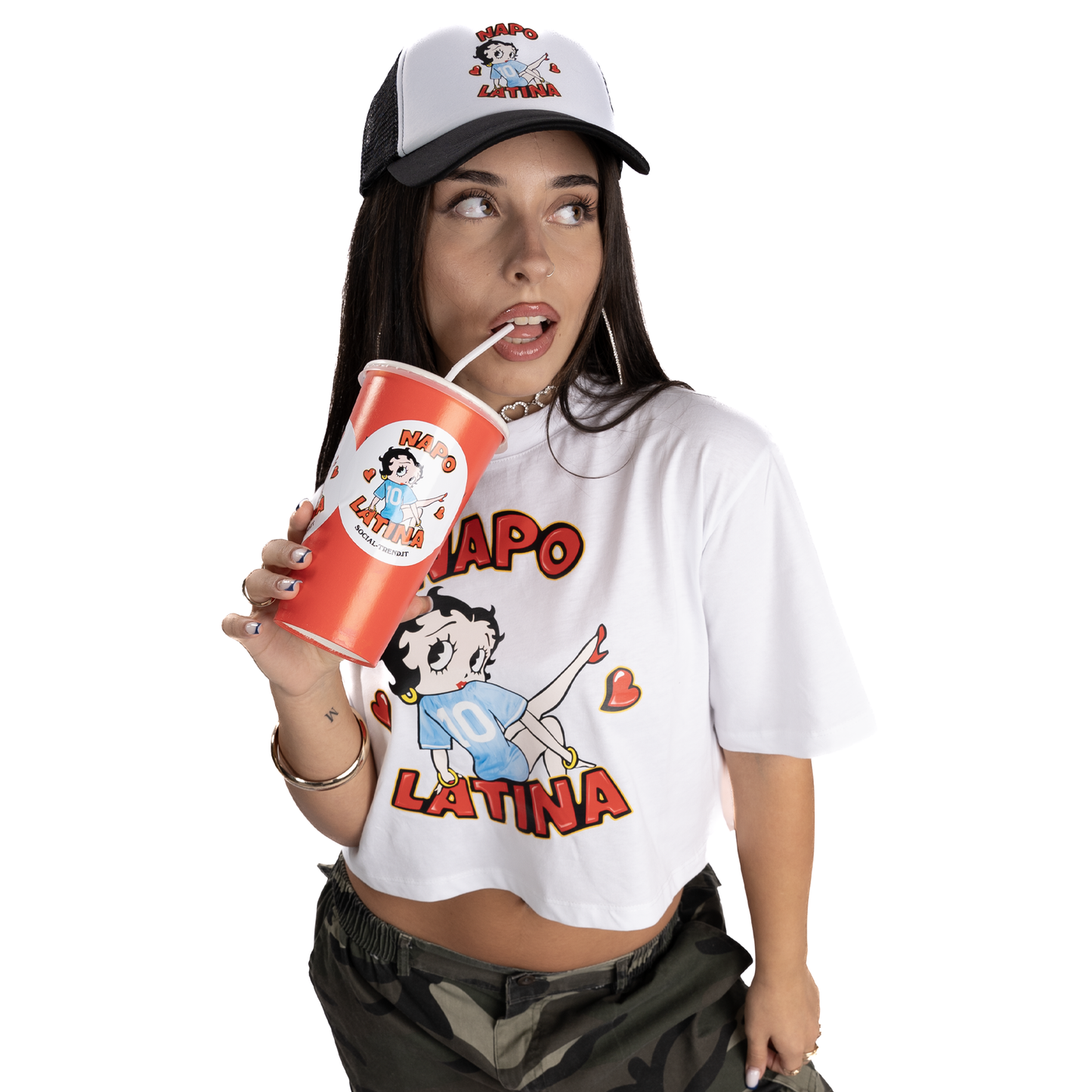 T-Shirt Crop Napolatina Betty Bianca